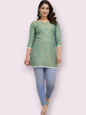 Maphaz Women Dyed/Ombre Straight Kurta(Green)