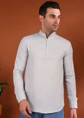 allan peter Men Solid Straight Kurta(White)