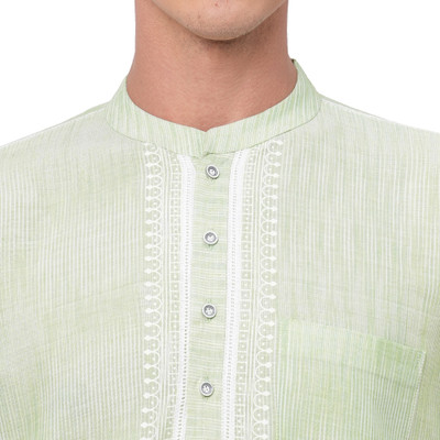 Arch Element Men Self Design Straight Kurta(Light Green)