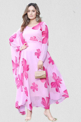 QUEUEE CREATION Women Floral Print Ethnic Dress Kurta(Pink)