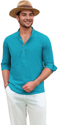 LENIA Men Solid Straight Kurta(Dark Green)