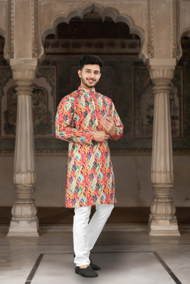 DHASU TRENDZ Men Printed Straight Kurta(Multicolor)