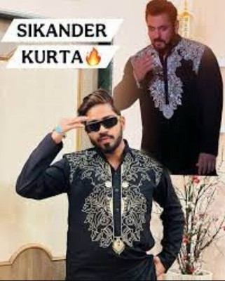 HIT AND FIT CREATION Men Embroidered Pathani Kurta(Green)