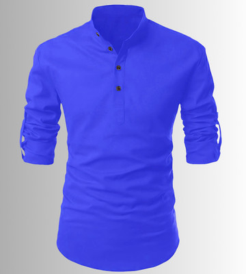 LIMRO Men Solid Straight Kurta(Dark Blue)