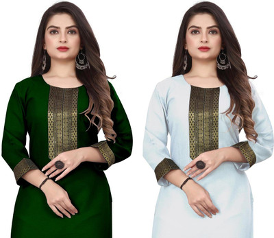HF HOLYDAY FASHION Women Embellished Pathani Kurta(Dark Green, White)