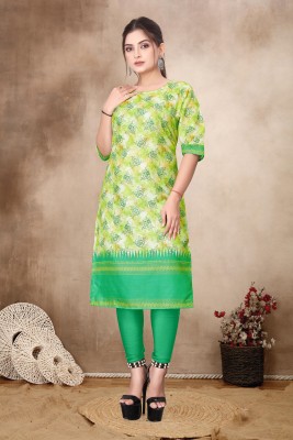 DHRUHIR FASHION Women Printed A-line Kurta(Green)