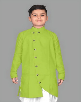 OmakarENT Boys Printed Straight Kurta(Light Green)