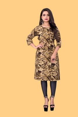 Tulsii Fab Women Printed Anarkali Kurta(Brown)