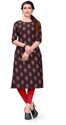 Shive Enterprise Women Printed A-line Kurta(Black, Red, White)