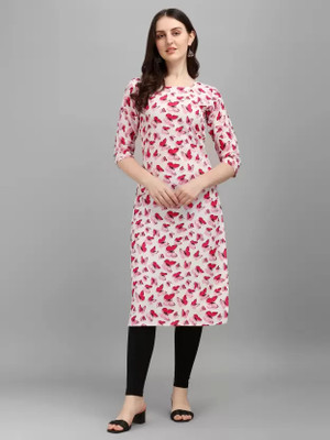 Libizza Women Abstract A-line Kurta(Red)
