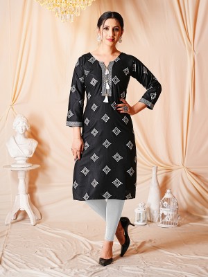 anushansa Women Printed A-line Kurta(Black)