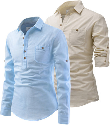Univibe Men Solid Pathani Kurta(Light Blue)