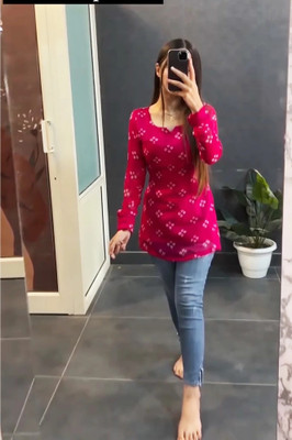 SATITHA Women Printed Straight Kurta(Pink)
