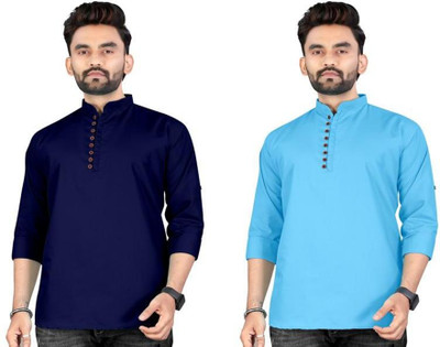 TRUST OUS Men Solid Asymmetric Kurta(Multicolor)