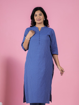 Aramya Women Solid A-line Kurta(Blue)