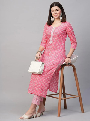 minni Women Self Design Straight Kurta(Pink)