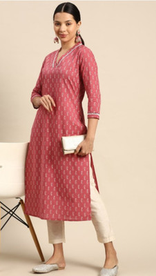 shri ramji brothers Women Printed A-line Kurta(Red)