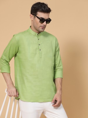 Svatantra Men Solid Straight Kurta(Dark Green)