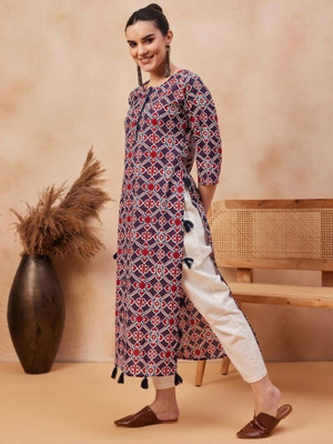 Brown Era Women Printed Straight Kurta(Multicolor)