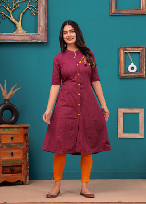 Dizon Women Embroidered A-line Kurta(Multicolor)