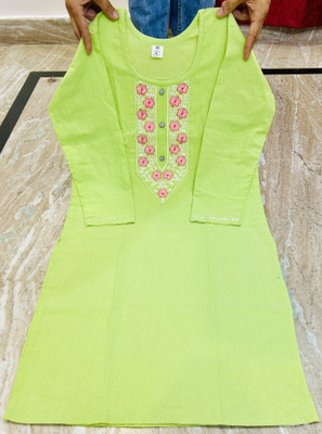 Andheriyas Enterprises Women Embroidered Straight Kurta(Green)