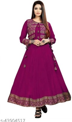 SATGURU FASHION Women Embroidered Anarkali Kurta(Purple)