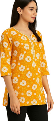 PP Clothing Women Embroidered Straight Kurta(Yellow)