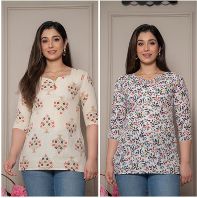 ATTIREGURU Women Printed, Floral Print Straight Kurta(Multicolor)