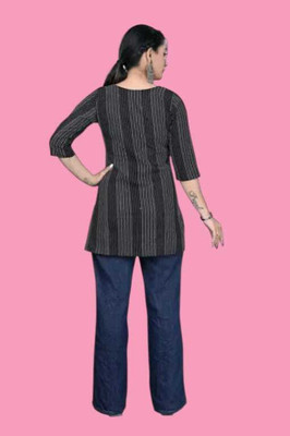 Rangrasiya Creation Women Striped A-line Kurta(Green)