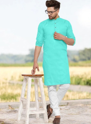 Krisha trend Men Solid Straight Kurta(Light Blue)