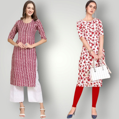 HouseOfCommon Women Printed Straight Kurta(Multicolor)