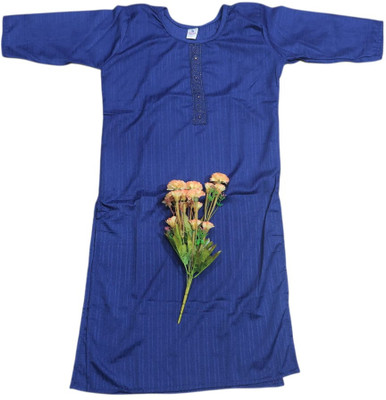 ANNAMALAIYAR TEX Women Solid Straight Kurta(Dark Blue)