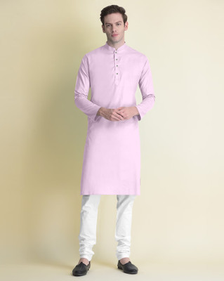 JENZEE Fashion Men Printed Straight Kurta(Pink)