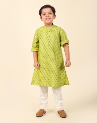 Fabindia Boys Printed A-line Kurta(Green)