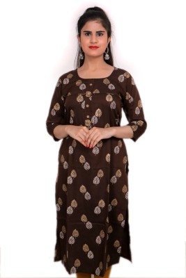 Samriddh Chhaya Fashion Women Floral Print Straight Kurta(Brown)