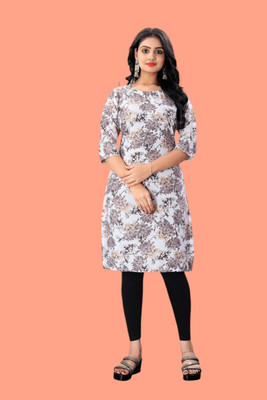 Tulsii Fab Women Printed Anarkali Kurta(Grey)