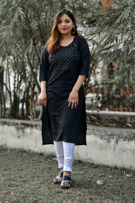 riddhisa fashion Women Embellished A-line Kurta(Black)