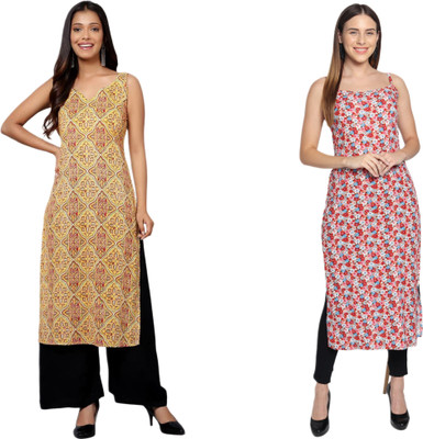 KALAXI Women Printed Straight Kurta(Multicolor)