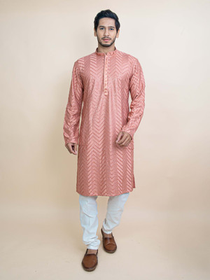Radharaman Men Embellished A-line Kurta(Dark Blue)