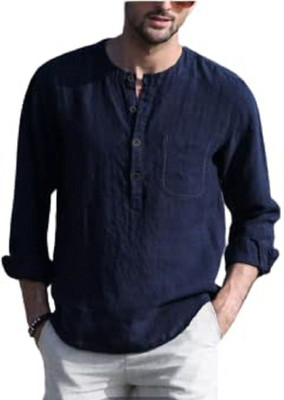 SuperTrend Men Printed Straight Kurta(Blue)