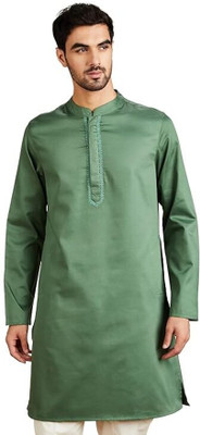shobhadevi Men Self Design A-line Kurta(Green)
