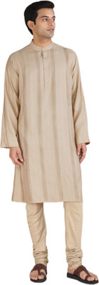 Fabindia Men Self Design Straight Kurta(Beige)