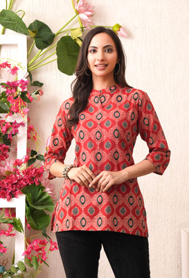 METAFAB Women Printed Tunic Kurta(Red)