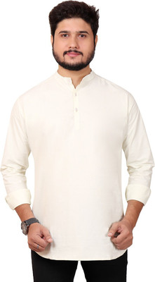 MADE IN THE SHADE Men Self Design Straight Kurta(White)