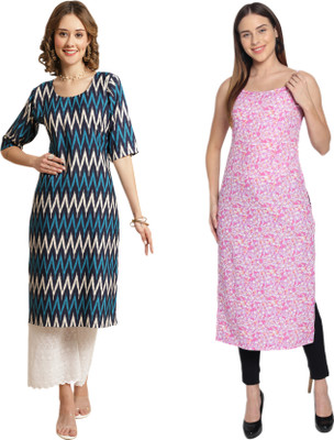 HouseOfCommon Women Printed Straight Kurta(Multicolor)