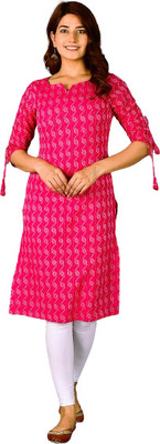 NORTIFASHION Women Printed Straight Kurta(Pink)