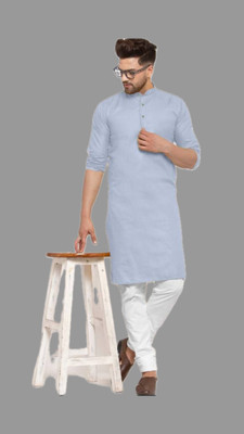 VINAARI Men Solid A-line Kurta(Grey)