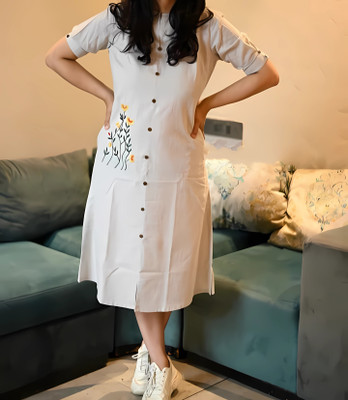 ShoppingHub Women Printed A-line Kurta(White)