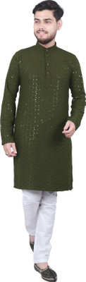 SQS Men Solid Straight Kurta(Multicolor)