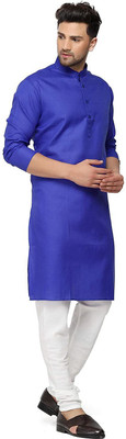 Vibhuti Men Solid Straight Kurta(Blue)
